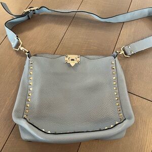 Valentino Garavani Sky Blue Crossbody with Gold Studs